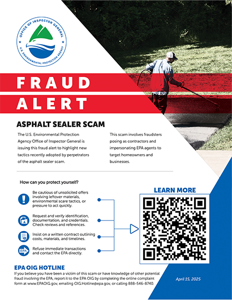Fraud Alert: Asphalt Sealer Scam image. Full text available on landing page.
